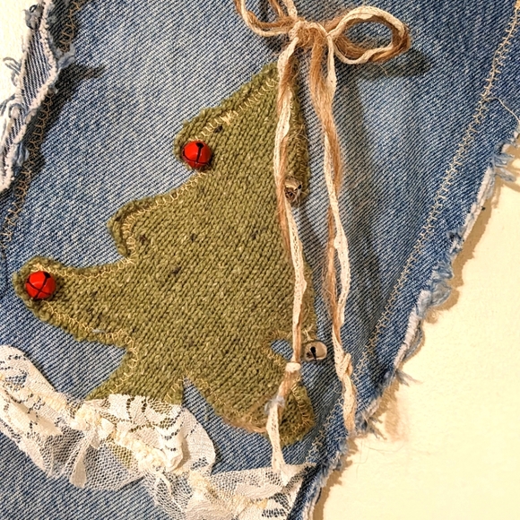 OOAK Christmas Stocking Cabin Boho Shabby Chic Gift Ideas - Picture 2 of 5